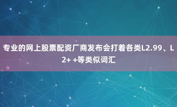 专业的网上股票配资厂商发布会打着各类L2.99、L2+ +等类似词汇
